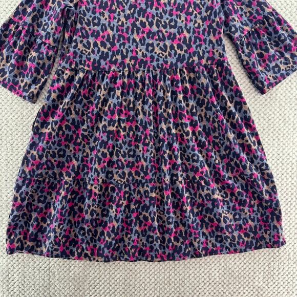 Pact Dress Womens S Purple Chetah Scoop Neck Elbow Flare Sleeve Knee Length - Picture 9 of 15